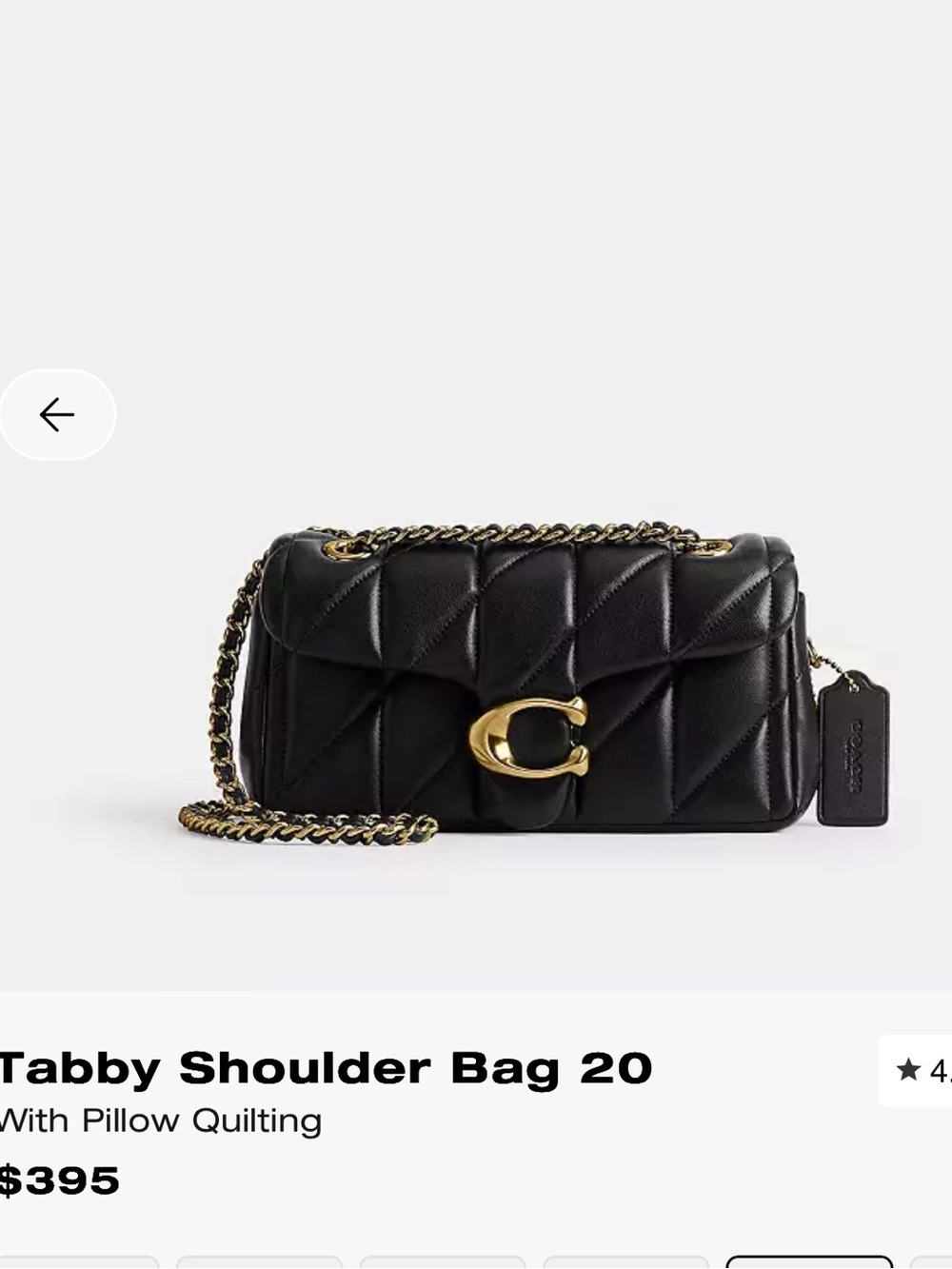 Coach Tabby Shoulder Bag 20 in Black with Brass Hardware
